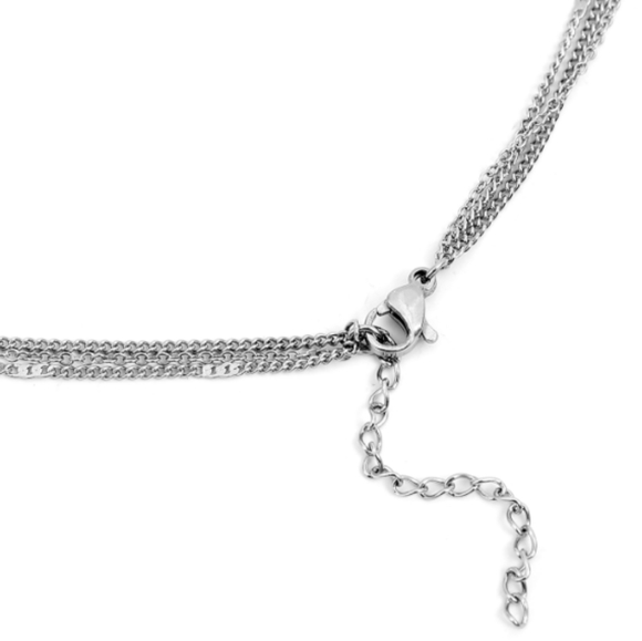 Black Austrian crystal layered necklace in stainless steel - Picture 4 of 5